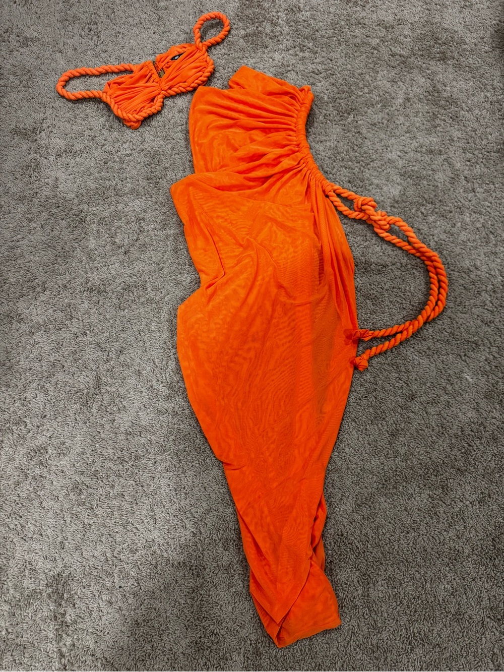 Melani Crop Orange Rope-Trim Bikini & Sarong Set - Picture 4 of 9